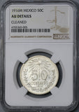 1916 NGC AU Det Mexico 50 Centavos Key Date Silver Coin (19040703C)