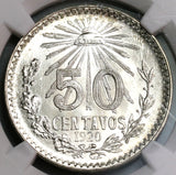 1920 NGC MS 65 Mexico 50 Centavos Mint State Silver Coin (19100404C)