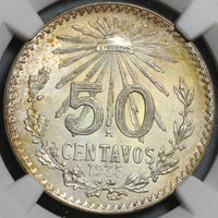 1935 NGC MS 65 Mexico 50 Centavos 1 Year Type GEM Silver Coin (21051003C)