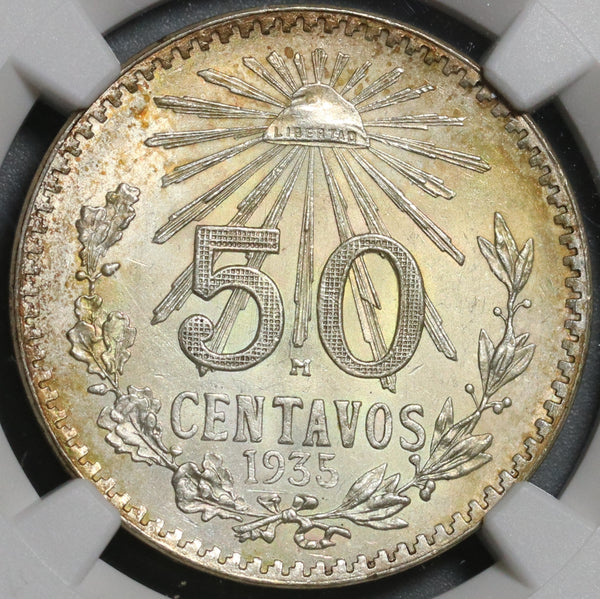 1935 NGC MS 65 Mexico 50 Centavos 1 Year Type GEM Silver Coin (21051003C)