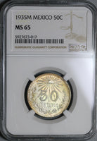 1935 NGC MS 65 Mexico 50 Centavos 1 Year Type GEM Silver Coin (21051003C)
