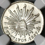 1867-Mo NGC MS 63 Mexico Silver 5 Centavos Cap & Rays Scarce Transition Coin (20091402C)