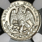 1867-Mo NGC MS 63 Mexico Silver 5 Centavos Cap & Rays Scarce Transition Coin (20091402C)
