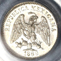 1869/8-Mo PCGS MS 64 Mexico 5 Centavos Mint State Silver 40k Minted Coin (19102601C)