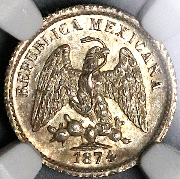 1874-Mo NGC MS 65 Mexico 5 Centavos Mint State Silver Gem Coin (22060101C)