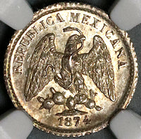1874-Mo NGC MS 65 Mexico 5 Centavos Mint State Silver Gem Coin (22060101C)