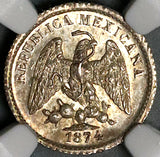 1874-Mo NGC MS 65 Mexico 5 Centavos Mint State Silver Gem Coin (22060101C)