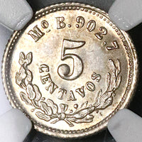 1874-Mo NGC MS 65 Mexico 5 Centavos Mint State Silver Gem Coin (22060101C)