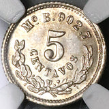 1874-Mo NGC MS 65 Mexico 5 Centavos Mint State Silver Gem Coin (22060101C)