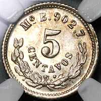 1874-Mo NGC MS 65 Mexico 5 Centavos Mint State Silver Gem Coin (22060101C)