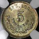 1887-Zs NGC MS 65 Mexico 5 Centavos Mint State Silver Coin POP 1/1 (22060801C)