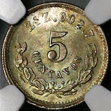 1887-Zs NGC MS 65 Mexico 5 Centavos Mint State Silver Coin POP 1/1 (22060801C)