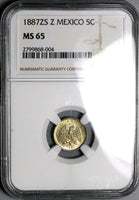 1887-Zs NGC MS 65 Mexico 5 Centavos Mint State Silver Coin POP 1/1 (22060801C)