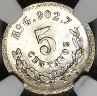 1889-Ho NGC MS 64 Mexico 5 Centavos Hermosillo Mint State Silver Coin 67K minted (19102402C)
