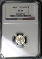 1889-Ho NGC MS 64 Mexico 5 Centavos Hermosillo Mint State Silver Coin 67K minted (19102402C)