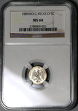 1889-Ho NGC MS 64 Mexico 5 Centavos Hermosillo Mint State Silver Coin 67K minted (19102402C)