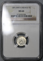 1891/89-Pi NGC MS 64 Mexico 5 Centavos Silver Coin POP 1/1 (18110803C)