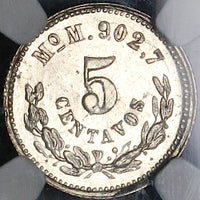 1892-Mo NGC MS 64 Mexico 5 Centavos Mint State Silver Coin (23010902C)