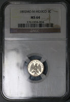 1892-Mo NGC MS 64 Mexico 5 Centavos Mint State Silver Coin (23010902C)