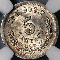1894-Ca NGC MS 63 Mexico 5 Centavos Chihuahua Mint Silver Coin (22082501C)