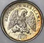 1897-Cn NGC MS 64 Wings Mexico 5 Centavos Culiacan Mint State Silver Coin (22033003C)