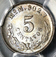 1905-Mo PCGS MS 65 Mexico 5 Centavos Silver GEM Coin POP 2/0 (20090502C)