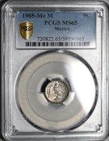 1905-Mo PCGS MS 65 Mexico 5 Centavos Silver GEM Coin POP 2/0 (20090502C)