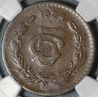 1924 NGC VG 10 Mexico 5 Centavos Bronze Key Date Coin (21011102C)