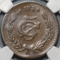 1924 NGC VG 10 Mexico 5 Centavos Bronze Key Date Coin (21011102C)