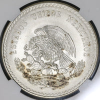 1947 NGC MS 66 Mexico 5 Pesos Cuahtemoc Aztec Mint State Silver Coin (19080901C)