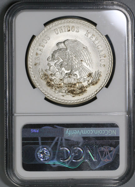 1947 NGC MS 66 Mexico 5 Pesos Cuahtemoc Aztec Mint State Silver