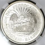 1950 NGC MS 64 Mexico 5 Pesos Southern Railroad Silver Train Coin (19122801R)