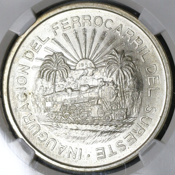 【2025年】エレガントファッションを上品に着 Pesos 5 Mexico 64 MS NGC 1950 Southern Train Silver Railroad コレクション