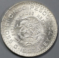 1957 Mexico 5 Pesos UNC Constitution Juarez Constitution Comm Coin (19061601RE)
