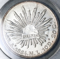 1884-As ICG MS 62 Mexico 8 Reales Rare Alamos Mint Silver Coin (21060403C)