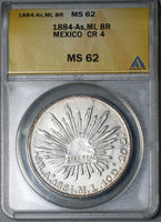 1884-As ICG MS 62 Mexico 8 Reales Rare Alamos Mint Silver Coin (21060403C)