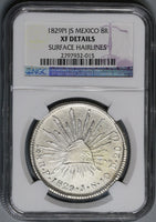 1829-Pi NGC XF Det Mexico 8 reales Scarce Potosi Mint Silver Coin (21090704C)