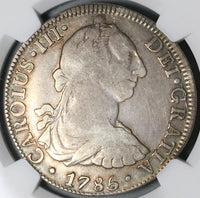 1785 NGC Fine 12 Mexico 8 Reales Charles III Spain Colonial Silver Coin (21122901C)