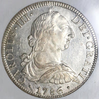 1786 NGC MS 60 PL Mexico 8 Reales Charles III Proof Like Colonial Silver Coin (21111703C)