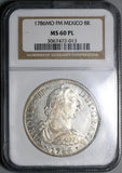 1786 NGC MS 60 PL Mexico 8 Reales Charles III Proof Like Colonial Silver Coin (21111703C)