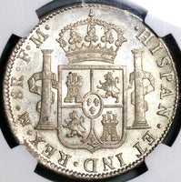 1797 NGC MS 62 Mexico 8 Reales Charles IV Pillars Silver Coin (23011603C)