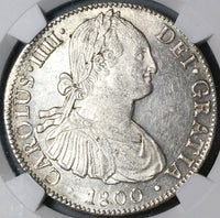1800 NGC MS 61 Mexico 8 Reales Charles IV Pillars Spain Colonial Silver Coin (22111301D)