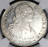 1800 NGC MS 61 Mexico 8 Reales Charles IV Pillars Silver Coin (22111301D)