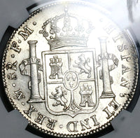 1800 NGC MS 61 Mexico 8 Reales Charles IV Pillars Spain Colonial Silver Coin (22111301D)