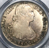 1805 PCGS AU 58 Mexico 8 Reales Charles IV Pillars Silver Coin (23011604C)