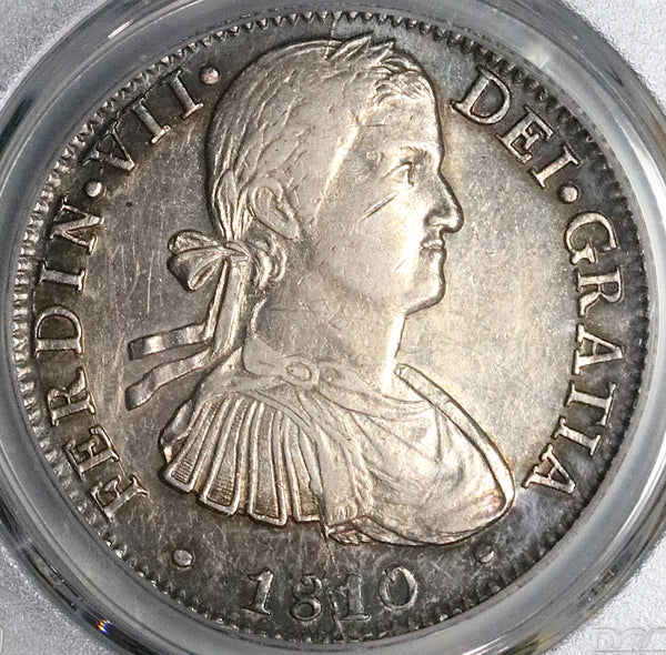 1810 PCGS AU 53 Mexico 8 Reales Ferdinand VII Pillars Silver Coin (23012501C)