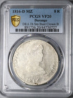 1816-D PCGS VF 20 Mexico 8 Reales War Independence Durango Mint Silver Coin POP 1/1 22101601D