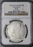 1816-Zs NGC VF 30 Mexico 8 Reales War Independence Zacatecas Mint Coin (22012101C)