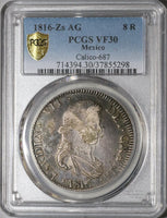 1816-Zs PCGS VF 30 Mexico 8 Reales War Independence Royalist Zacatecas Silver Coin (20022303C)