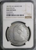 1817-Zs NGC F Det Mexico 8 Reales War Independence Zacatecas Mint Silver Coin (21071702C)